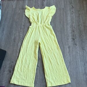 Zara Kids Bright Yellow Ruffle Jumpsuit